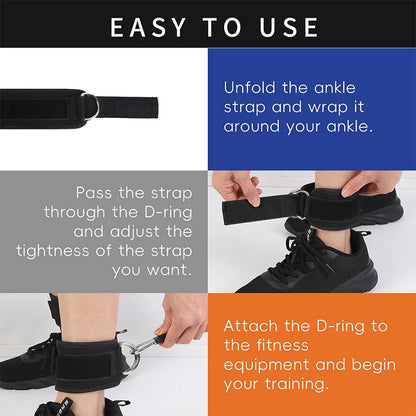 Fitness Ankle Straps Adjustable D-Ring Support Cuffs Gym Leg Strength Workouts Pulley With Buckle Sports Guard Safety Abductors