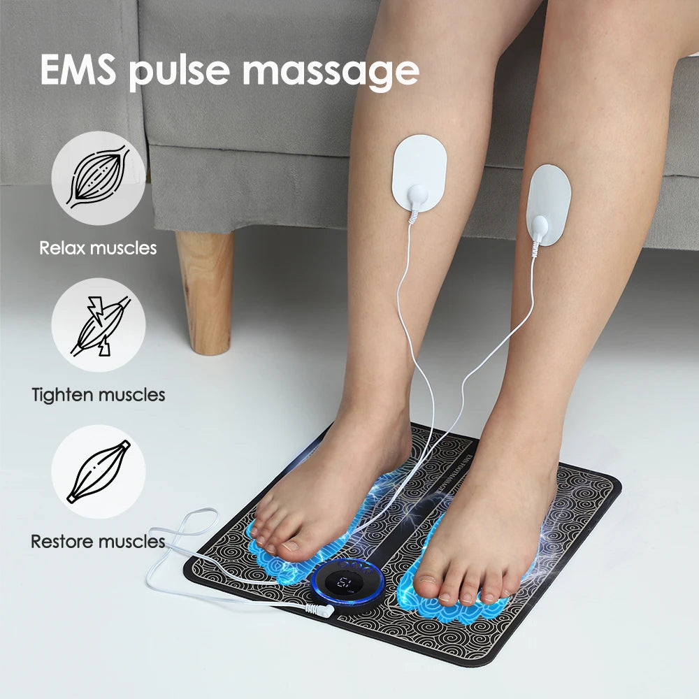 Rechargeable Electric Foot Massager Pad Electrostimulator Massage Mat EMS Muscle Massager Relax Feet Massage Fitness