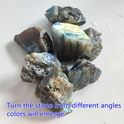 Natural Raw Labradorite Stone Reiki Healing Rough Crystal Raw Stone Mineral Specimens Ornament Home Decoration Stone