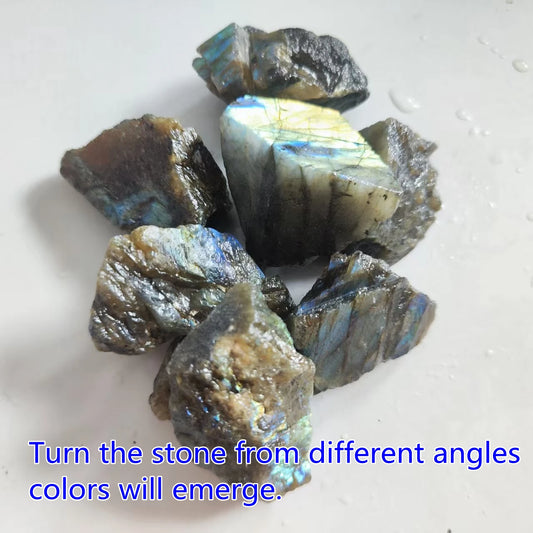 Natural Raw Labradorite Stone Reiki Healing Rough Crystal Raw Stone Mineral Specimens Ornament Home Decoration Stone