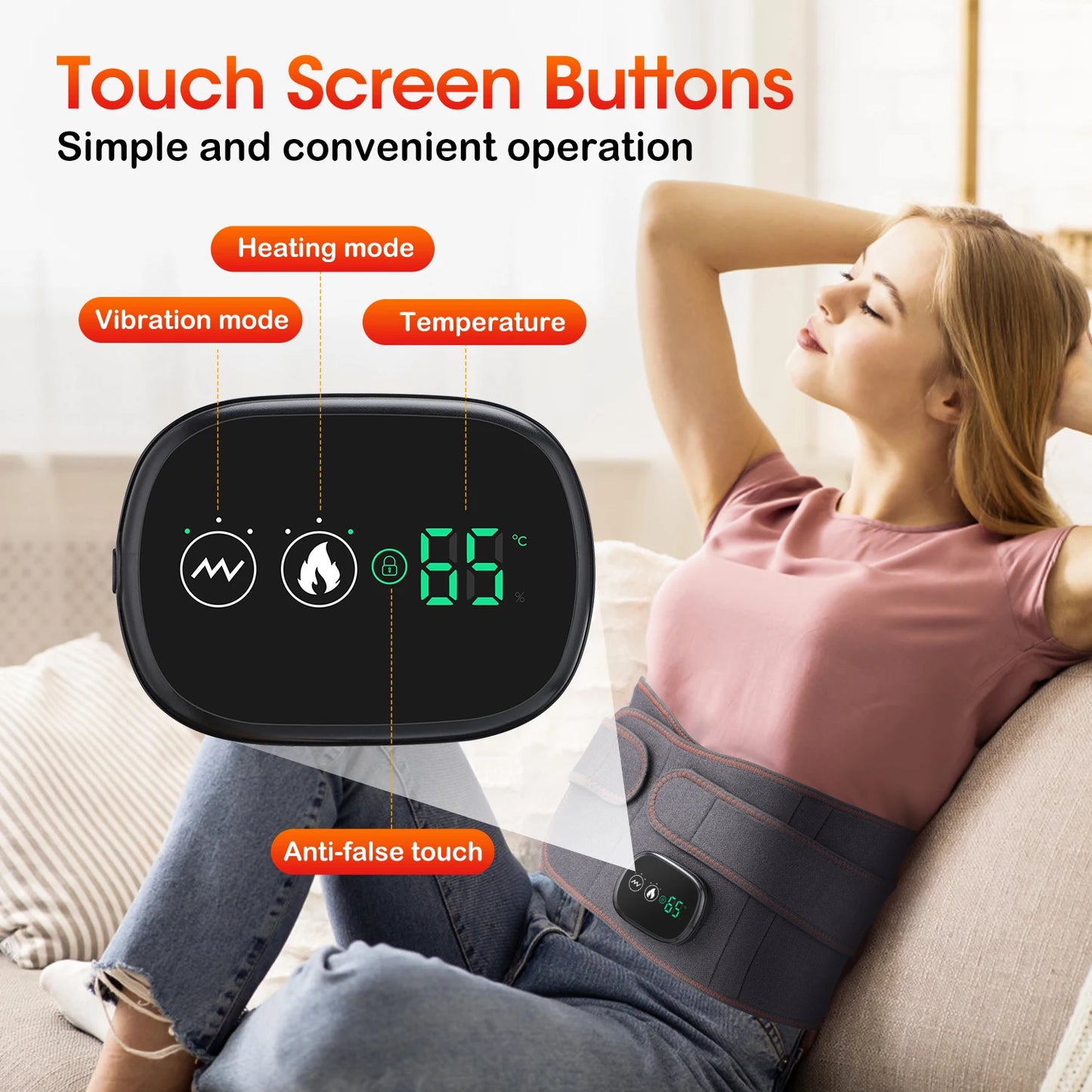 Infrared Heating Waist Massager Electric Belt Vibration USB Charge Red Light Hot Compress Lumbar Back Support Brace Relaxation