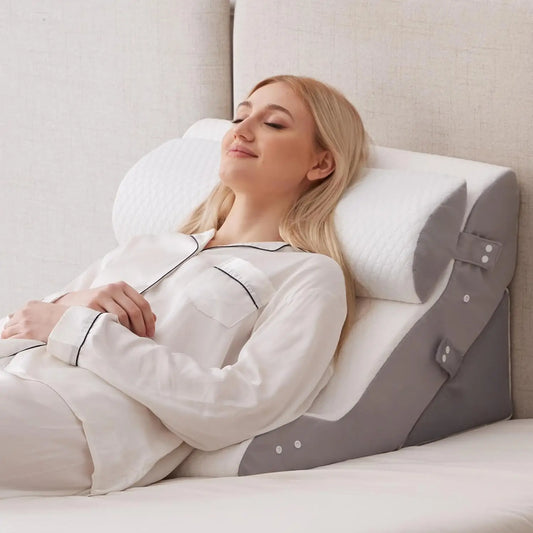 3-Piece Adjustable Wedge Pillow Set for Post-Surgery Recovery, Acid Reflux Relief & Comfortable Sleeping