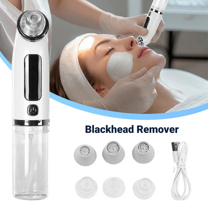 Black Head Remover with Water Chamber Pore Extractor & Facial Kit 6 Suction Heads & 4 Adjustment Modes Deep Hydration for Face