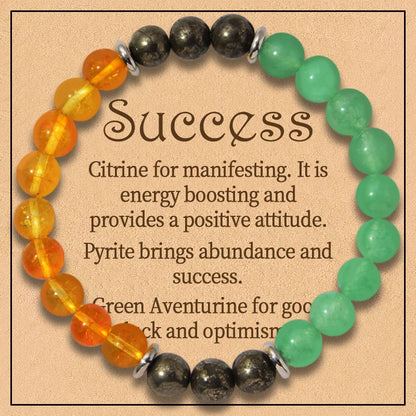 8 Styles 2PCS 8mm Healing Crystal Bracelet for Women Protection Good Luck Friendship Anxiety Stone Healing Bracelet with Card