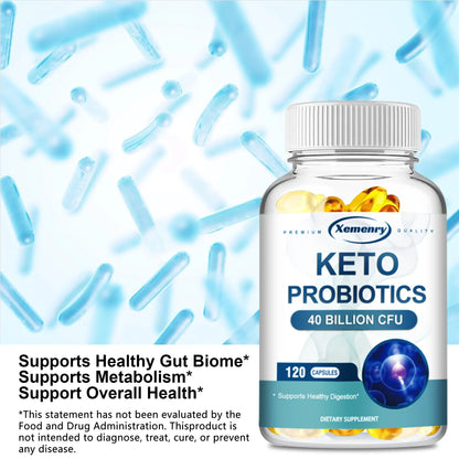 KETO Probiotic Capsules - Digestion & Gut Health, Supports  Constipation, Gas & Bloating - 120 Capsules