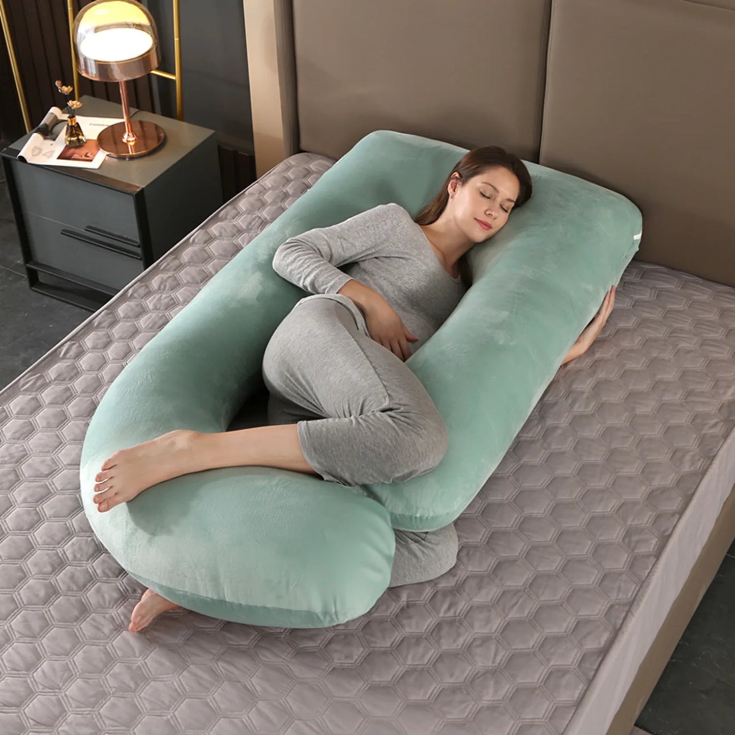 U Shaped Pregnancy Pillows with Cotton Removable Cover, Full Body Pillow Maternity Support,Must Have for Pregnant Women