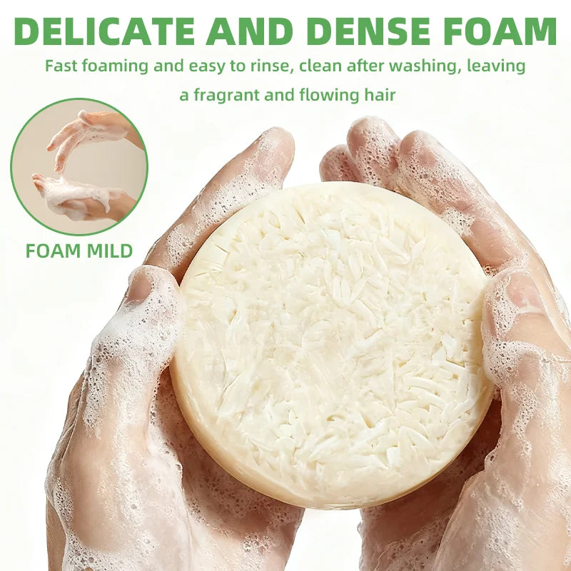 YUITIKUE Rice Protein Shampoo Bar 60g - Rich Delicate Foam, for Frizzy & Fragile Hair, Cleans, Moisturizes & Smooths Hair