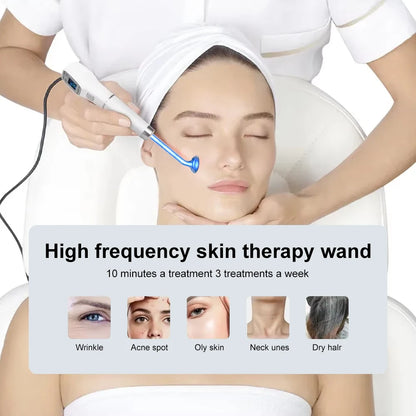High Frequency Electrode Wand Glass Tube Electrotherapy Acne Spot Remover Skin Care Home Spa Beauty Facial Therapy Wand