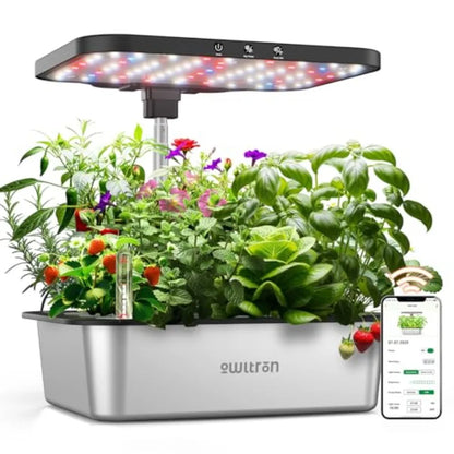 Smart Hydroponics Growing System Kit 15 Pods Indoor Herb Garden with 36W LED Grow Light
