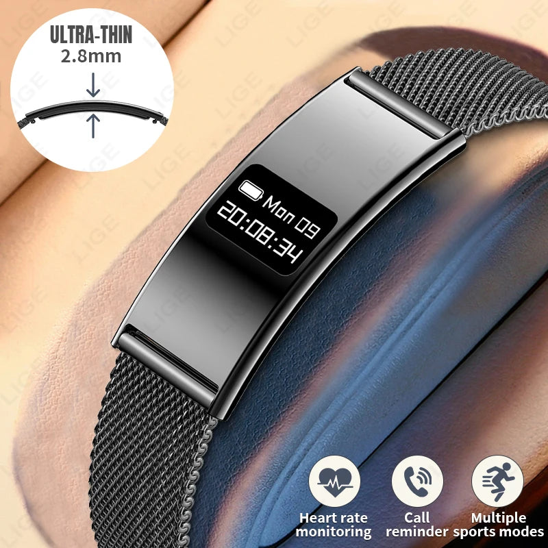LIGE  Ultra-thin Smart Wristbands Heart Rate Health Monitoring Smart Bracelet Waterproof Sports Electronic Smart Watch