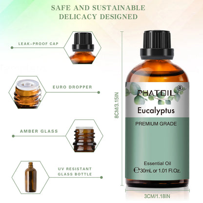 Aromatherapy Essential Oil 30ml Lemon Eucalyptus Lavender Bergamot Jasmine Juniper Rose Vanilla Aroma Essential Oil