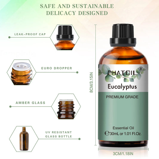 Aromatherapy Essential Oil 30ml Lemon Eucalyptus Lavender Bergamot Jasmine Juniper Rose Vanilla Aroma Essential Oil