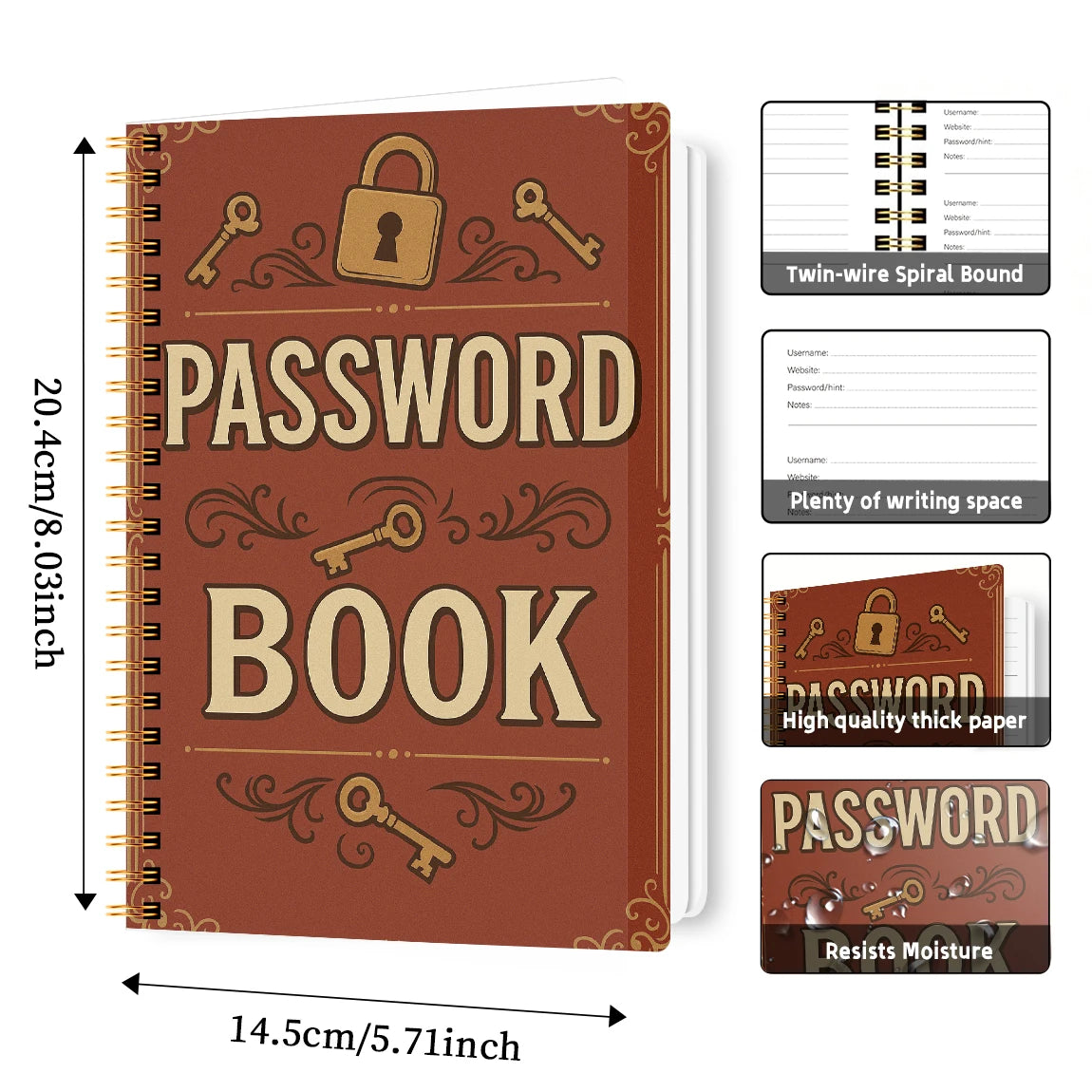 A5 Password Book,Internet Account and Website Login Organizer,Notes Section, Perfect Password Journal for Managing Cybersecurity