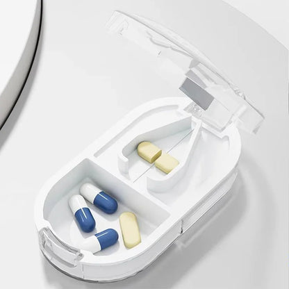 Compartment 1/2 1/3 1/4 Precise Pill Cutting Portable Medicine Organizer Multifunctional Pill Splitter with Storage