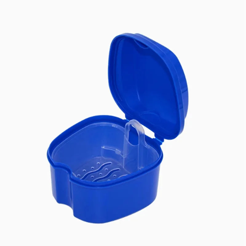 Denture Box Case Cleaning False Teeth Storage Box With Hanging Net Container Artificial Tooth Case Orthodontic Retainer Case
