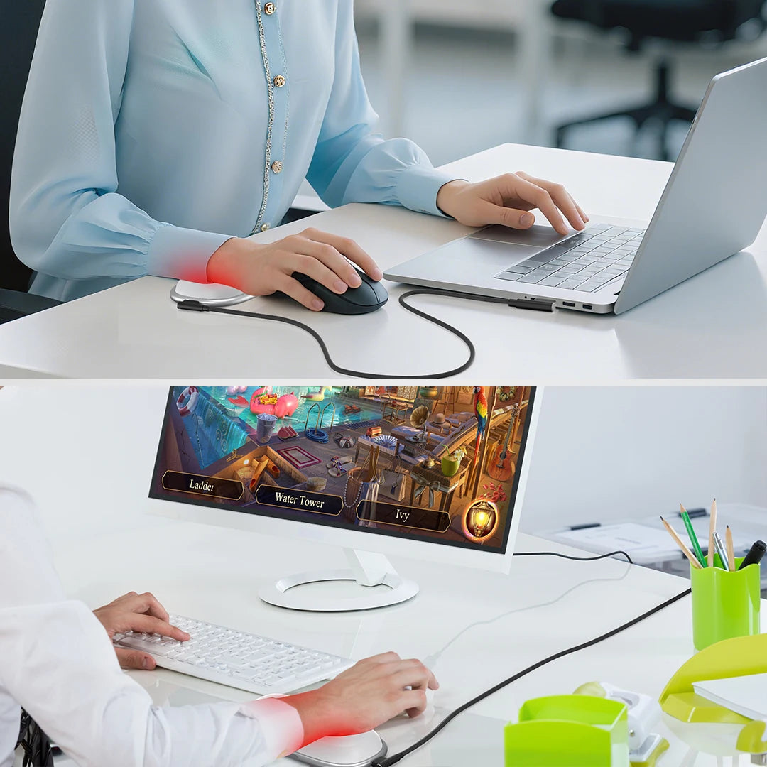 Red Light Therapy Mouse Wrist Rest - 660NM & 850NM Dual Band Infrared Light Relieve Wrist Pain