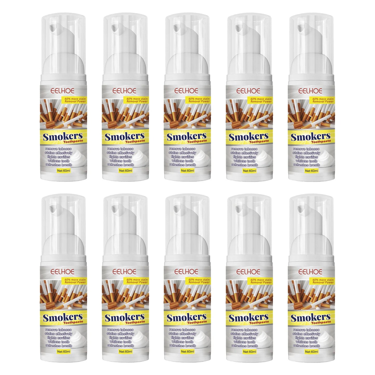 EELHOE 60ml Smokers Toothpaste Remove Coffee Tea Smoking Tooth Stains Naturally Effective Improve Bad Breath Teeth Deep Cleaning