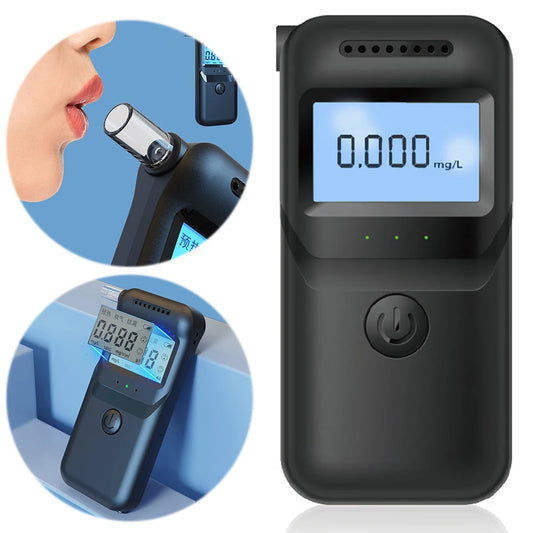 Digital Alcohol Breath Tester Accurate LCD Display Handheld Alcohol Analyzer with 5 Mouthpieces for Personal & Professional Use