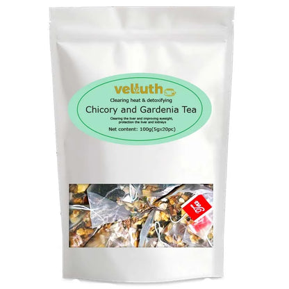 Chicory Gardenia tea, rich in antioxidants, enhances immunity, caffeine free, sugar free, vegan, 20 packs