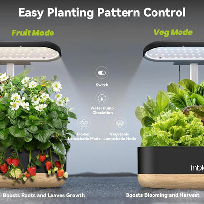 12-Pod Hydroponic Garden with LED Grow Light, Water Alarm, Timer & Adjustable Height - Perfect Indoor Gardening Gift