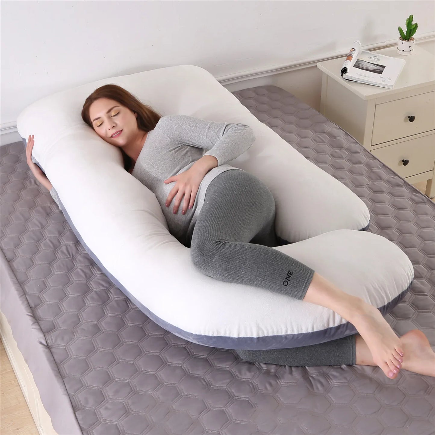 U Shaped Pregnancy Pillows with Cotton Removable Cover, Full Body Pillow Maternity Support,Must Have for Pregnant Women