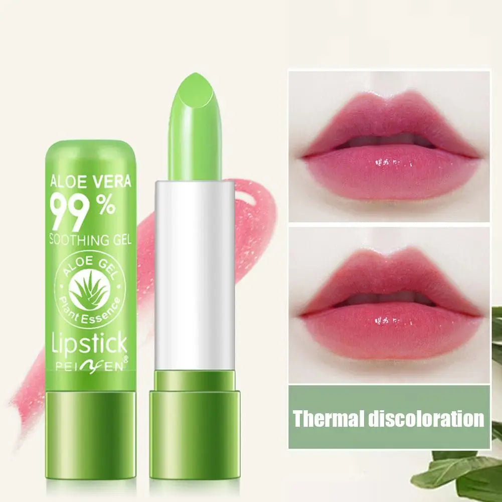 Moisturizing Aloe Vera Color-Changing Lipstick Temperature-Activated, Lip Balm for Nourishing, Anti-Drying, Exfoliating Lip Care
