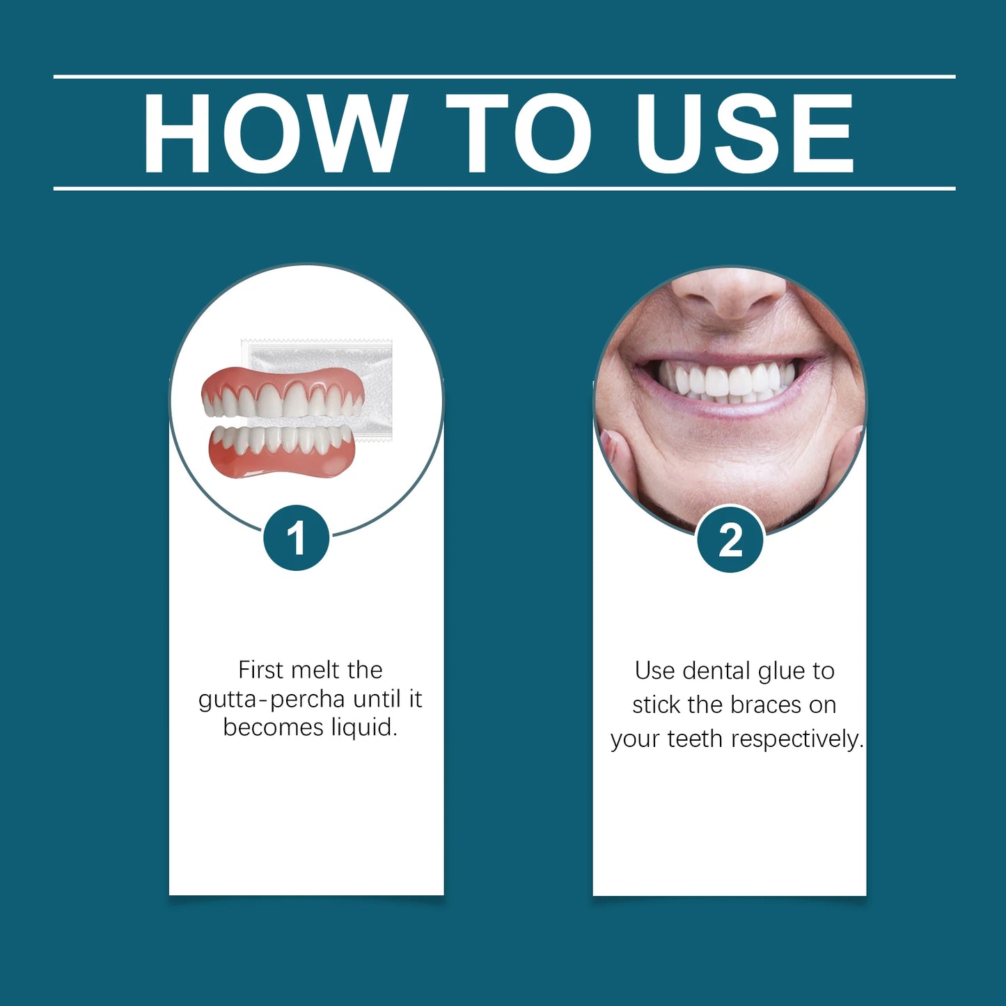 Moldable False Teeth Silicone Rline Dentures Veneers Teeth for Women Men Instant Smile Comfort Fit Upper and Lower Matching Set