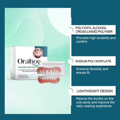 Moldable False Teeth Silicone Rline Dentures Veneers Teeth for Women Men Instant Smile Comfort Fit Upper and Lower Matching Set