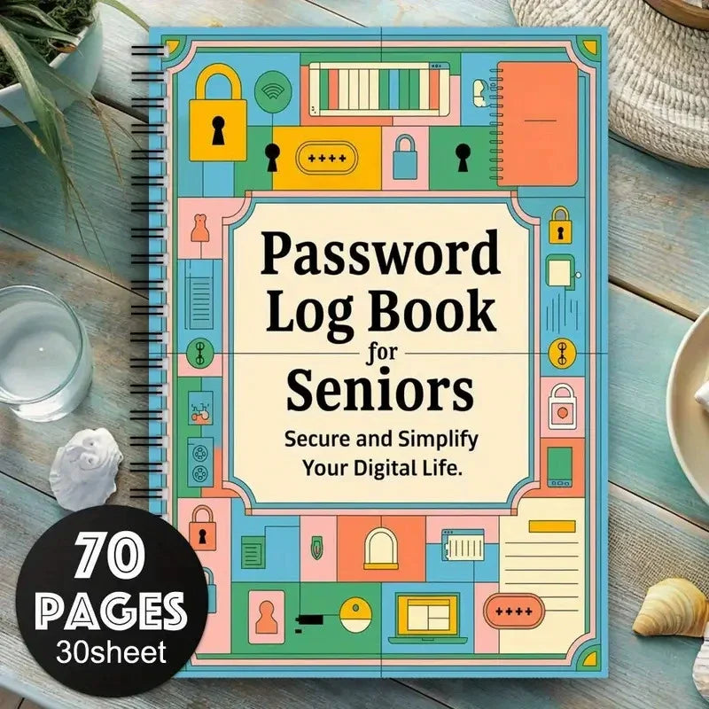 Secure Spiral Password Notebook for Seniors - Fun Log Book to Simplify And Organize Your Digital Life