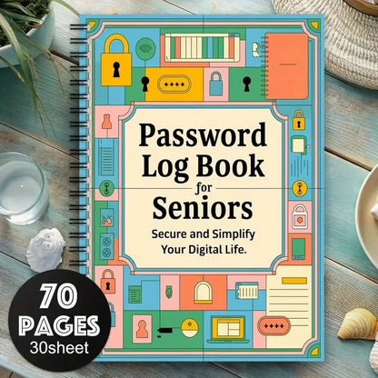 Secure Spiral Password Notebook for Seniors - Fun Log Book to Simplify And Organize Your Digital Life
