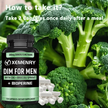 DIM for Men Capsules - Balance Hormones, Boost Metabolism, and Increase Muscle Mass - 120 Capsules