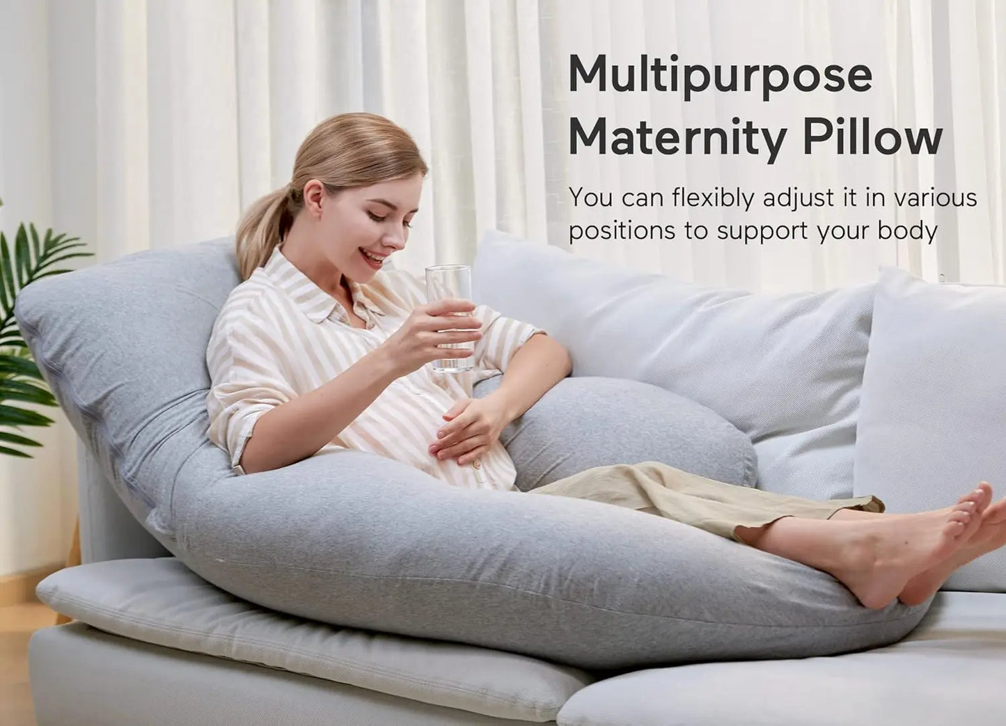 U Shaped Pregnancy Pillows with Cotton Removable Cover, Full Body Pillow Maternity Support,Must Have for Pregnant Women