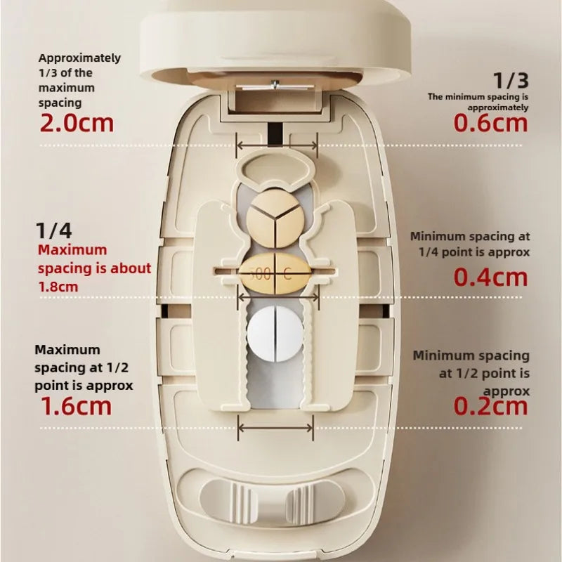 Compartment 1/2 1/3 1/4 Precise Pill Cutting Portable Medicine Organizer Multifunctional Pill Splitter with Storage