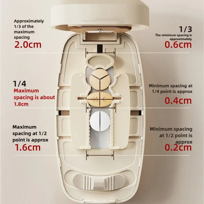 Compartment 1/2 1/3 1/4 Precise Pill Cutting Portable Medicine Organizer Multifunctional Pill Splitter with Storage