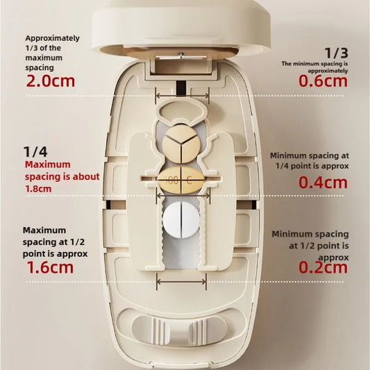 Compartment 1/2 1/3 1/4 Precise Pill Cutting Portable Medicine Organizer Multifunctional Pill Splitter with Storage
