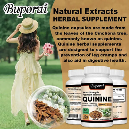 Quinine Capsules - Relieves Leg Cramps, Supports Digestion, Muscle Health, Boosts Immunity - 120 Capsules
