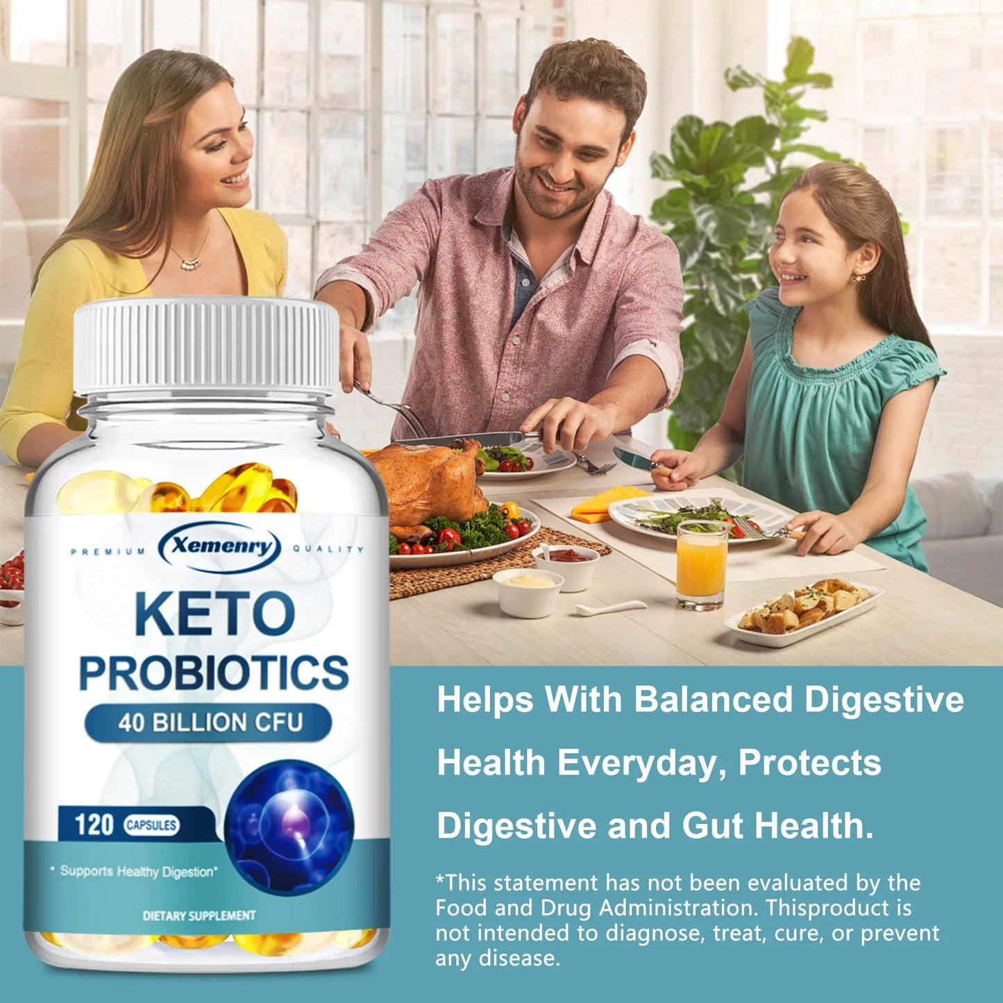 KETO Probiotic Capsules - Digestion & Gut Health, Supports  Constipation, Gas & Bloating - 120 Capsules