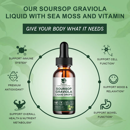 Soursop Graviola Extract Drops Support Immunity and Digestion ,Metabolism Health, Detox and Antioxidation Gluten-Free