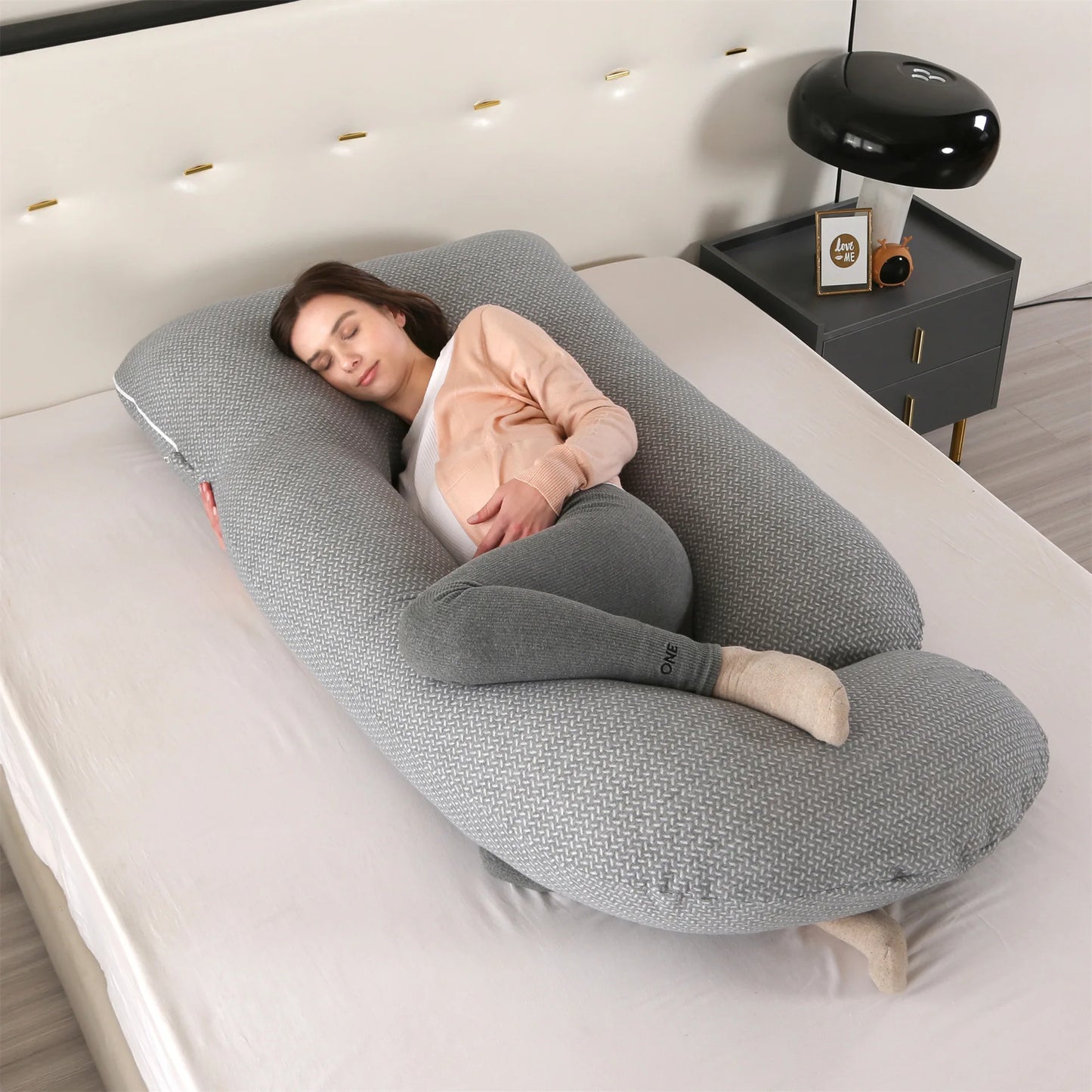 U Shaped Pregnancy Pillows with Cotton Removable Cover, Full Body Pillow Maternity Support,Must Have for Pregnant Women