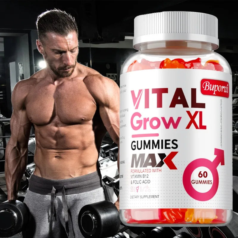 Vital Grow XL Male Gummies - Promotes Muscle Growth and Recovery, Enhances Athletic Performance, Relieves Fatigue - 60pcs