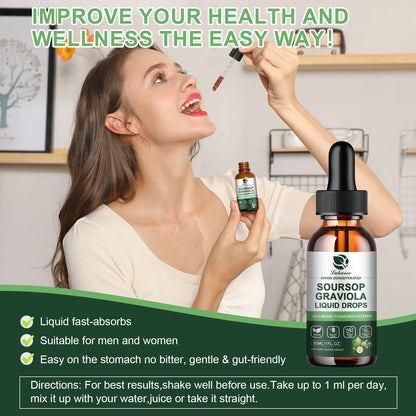 Soursop Graviola Extract Drops Support Immunity and Digestion ,Metabolism Health, Detox and Antioxidation Gluten-Free