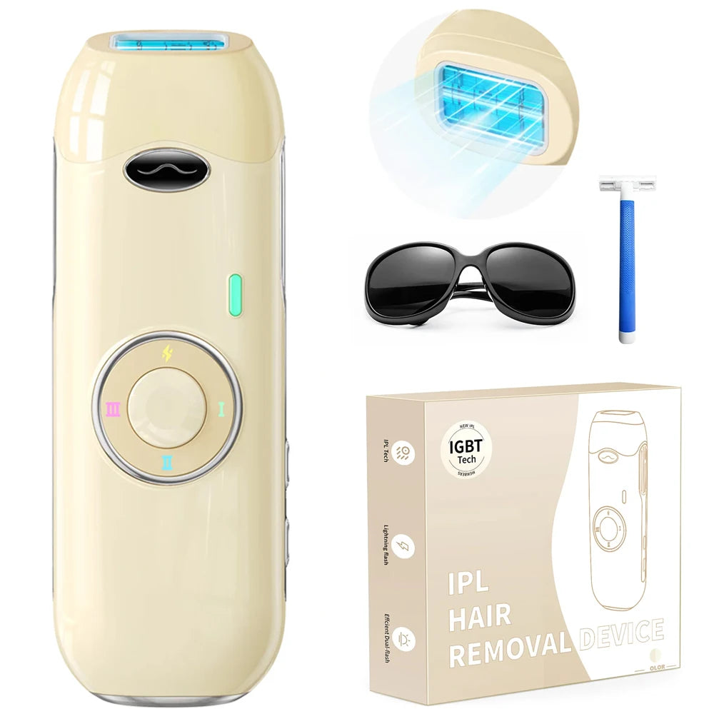 Laser Hair Removal IPL 0.8s Pulse Unlimted Flashes Painless Permanent Hair Remover for Women/Men Face/Bikini/Legs