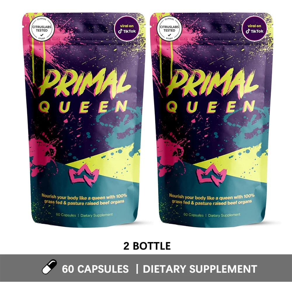 Primal Grass Fed Beef Organ Supplement for Women, Balance Hormones, Better Energy, Mood, & Libido, Improve Menstruation, 60 Caps