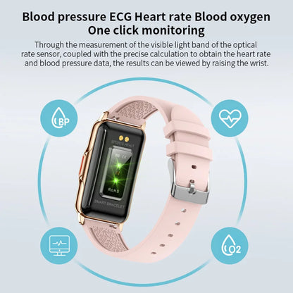 For Android IOS Smart Bracelet Women Smartwatch Heart Rate Blood Oxygen Waterproof Sport Smart Band Watch For Ladies +Gift