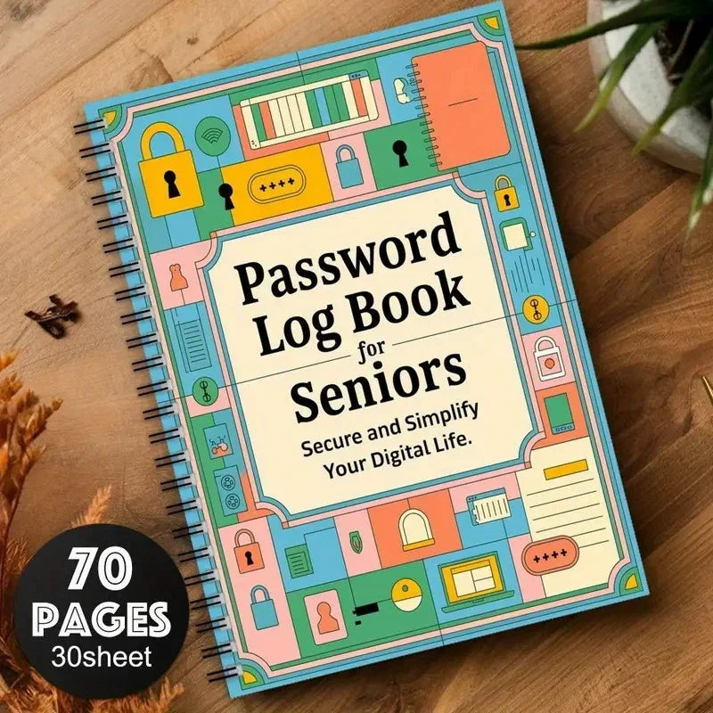 Secure Spiral Password Notebook for Seniors - Fun Log Book to Simplify And Organize Your Digital Life