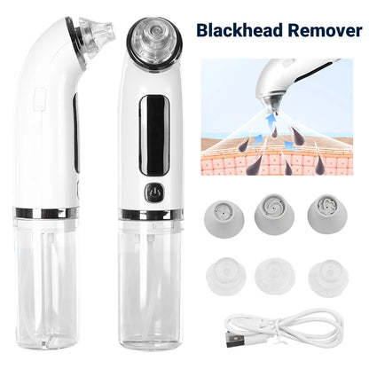 Black Head Remover with Water Chamber Pore Extractor & Facial Kit 6 Suction Heads & 4 Adjustment Modes Deep Hydration for Face