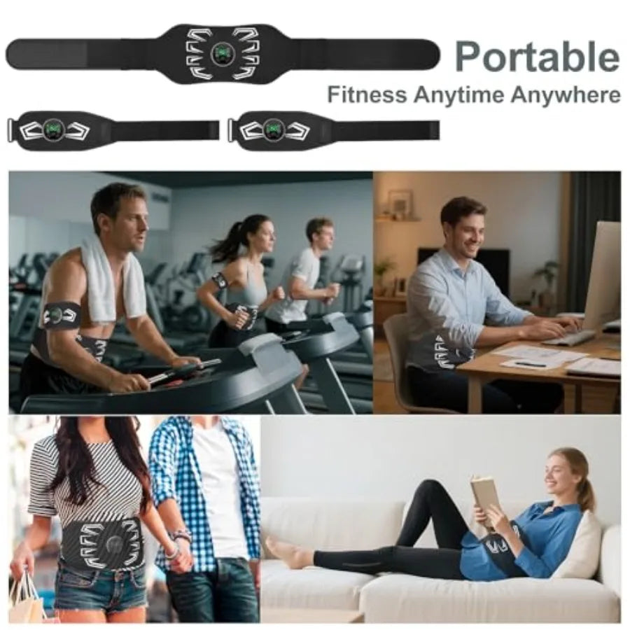 Electronic Muscle Stimulator for Core Arms Legs Fitness EMS Ab Machine Trainer for Men Women Workout Equipment with Adjustable