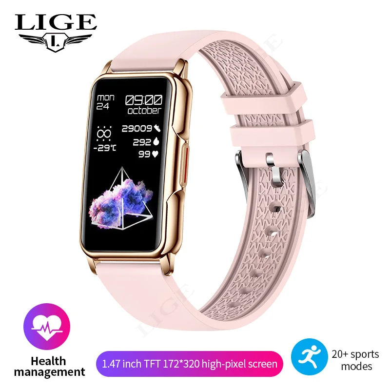 For Android IOS Smart Bracelet Women Smartwatch Heart Rate Blood Oxygen Waterproof Sport Smart Band Watch For Ladies +Gift