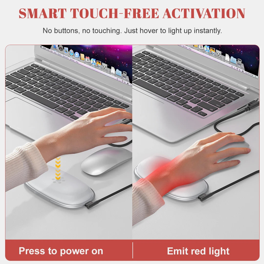 Red Light Therapy Mouse Wrist Rest - 660NM & 850NM Dual Band Infrared Light Relieve Wrist Pain