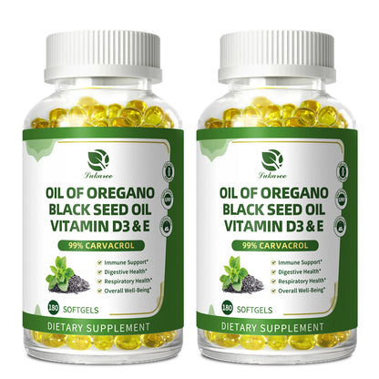Lukaree Organic Oregano Oil Capsule with Black Seed Oil, Ultra-Concentrated 99%,for Immune, Respiratory,Digestive & Antioxidant